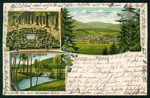 AK Bad König Odenwaldkreis Hessen Panorama Eichels Karolinengrün 1903 gelaufen