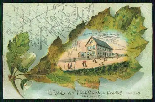 AK Gruss vom Feldberg i. Taunus Hotel Walküre, Eichenblatt, Eichel 1899 gelaufen