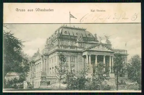 AK Ansichtskarte Postkarte Wiesbaden in Hessen Königliches Theater 1900 gelaufen