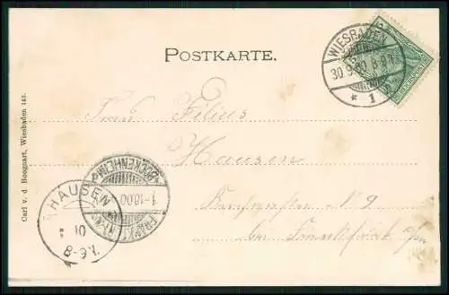 AK Ansichtskarte Postkarte Wiesbaden in Hessen Königliches Theater 1900 gelaufen
