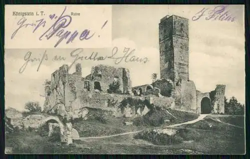 AK Königstein im Taunus Hessen, Blick zur Burgruine 1905 gelaufen