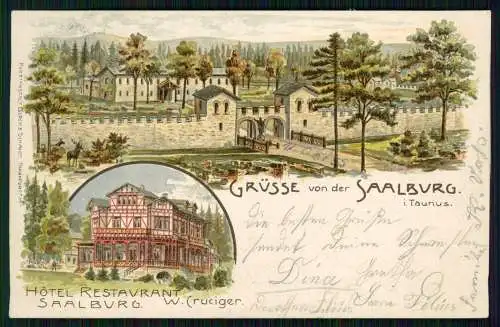 AK Bad Homburg Römerkastell Kastell Saalburg und Hotel W. Cruciger 1904 gelaufen