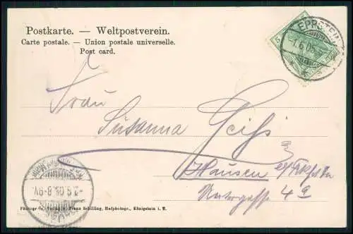 AK Eppstein im Taunus, Burg und Teilansicht vom Ort 1905 gelaufen