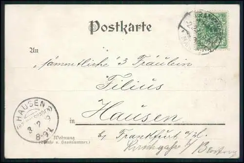 AK Portrait feine elegante Dame Gruß aus Frankfurt am Main 1899 gelaufen