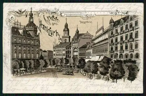 AK Litho Frankfurt am Main, Ansichtskarte Postkarte Rossmarkt 1903 gelaufen