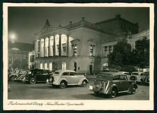 Foto AK Leipzig Neues Theater Oper bei Nacht 1935 gel. nach RAD Unterweid Rhön