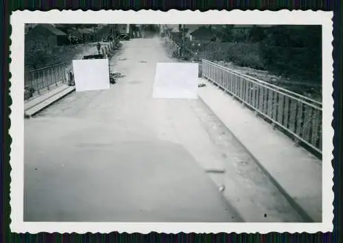 4x Foto Westfront zerstörte Brücke Soldat Wehrmacht beobachtet mit Fernglas