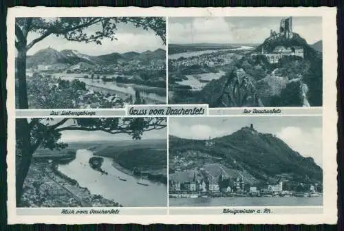 AK Königswinter Restaurant auf Drachenfels Mehrfachansicht Blick auf Rhein 1940