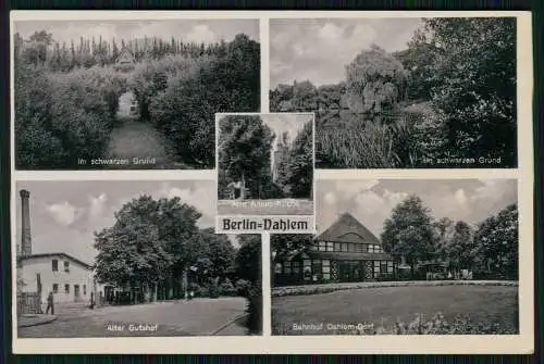 AK Berlin Zehlendorf Dahlem Im schwarzen Grund Alter Gutshof Bahnhof Dahlem Dorf