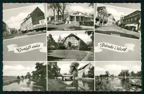 Foto AK Bünde in Westfalen, Bahnhofstraße, Eschstraße, Else, Stadtgarten, Museum