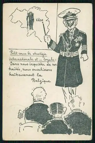 AK 1. WK Belgische Soldaten Scherz Humor Satire Lierre Belgique 1914 gelaufen