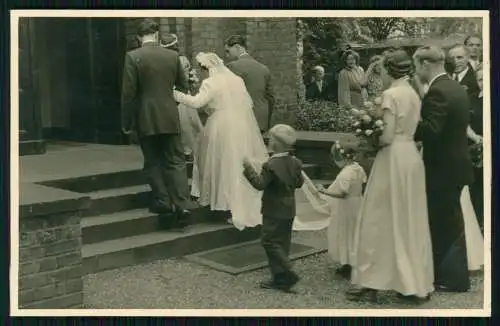 5x Foto AK Hochzeit, Hochzeitspaar, Brautkleid Blumenkinder Bräutigam um 1940