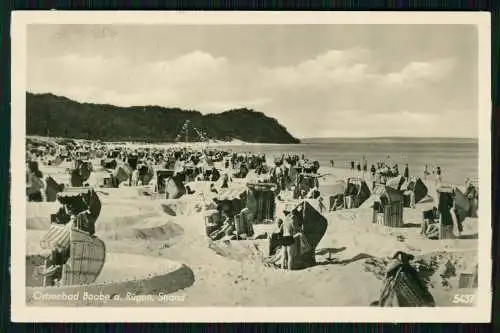 AK Ostseebad Baabe auf Rügen, Strand Badegäste in Strandkörbe uvm.