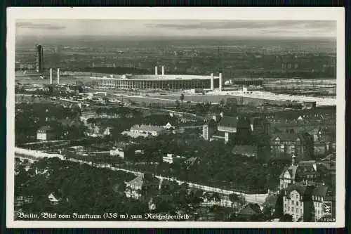 Foto AK Berlin Charlottenburg, Reichssportfeld, Olympia 1936, Blick vom Funkturm