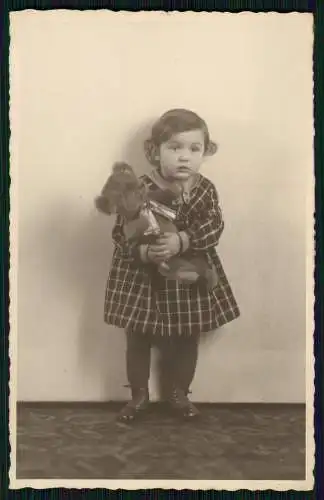 7x Foto AK Kinder Jungs Mädchen mit Spielzeug Puppe Teddybär Steiff uvm. 1920-35