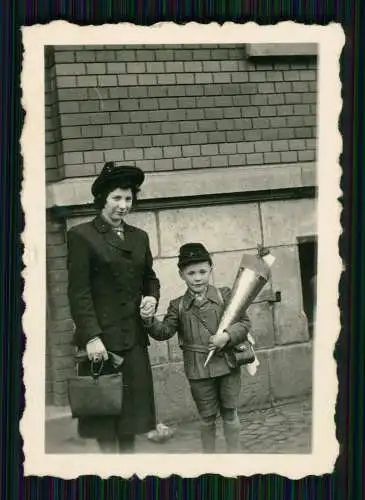 4x Foto Einschulung 1. Schultag Junge Mädchen mit Schulranzen Zuckertüte 1931-42