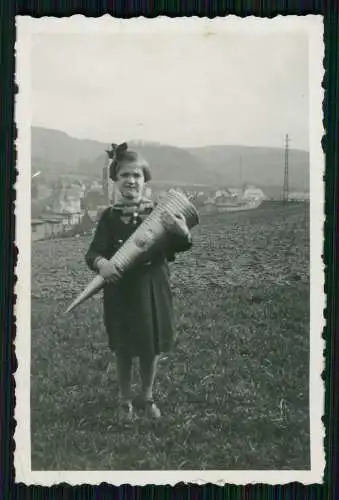 4x Foto Einschulung 1. Schultag Junge Mädchen mit Schulranzen Zuckertüte 1931-42