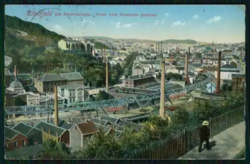 AK Elberfeld Wuppertal Westende Schwebebahn Industrie Schornsteine 1912 gelaufen