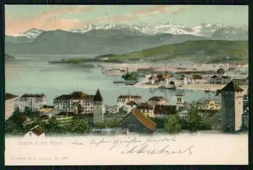 AK  Luzern Stadt Schweiz, Teilansicht mit Alpen 1904 gelaufen