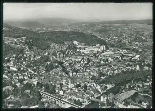 AK Baden Aargau Schweiz Luftbild mit Limmatbrücke Panorama von der ganzen Stadt