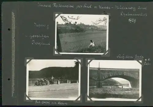 14x Fotoalbum-Seiten Fotos Reise Fahrrad von Kassel Heidelberg Rheinabwärts 1929