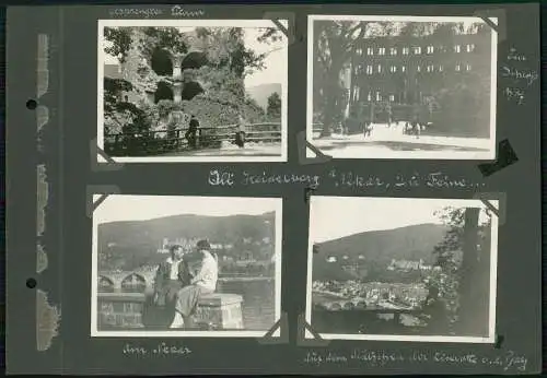 14x Fotoalbum-Seiten Fotos Reise Fahrrad von Kassel Heidelberg Rheinabwärts 1929