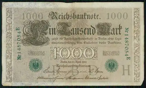 5x Reichsbanknote 1000 Mark 1910 Berlin Reichsbank und 1x 5000 Mark u.1x 50 Mark