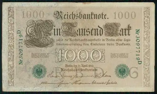 5x Reichsbanknote 1000 Mark 1910 Berlin Reichsbank und 1x 5000 Mark u.1x 50 Mark