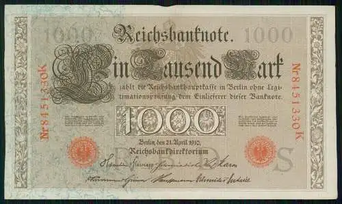 5x Reichsbanknote 1000 Mark 1910 Berlin Reichsbank und 1x 5000 Mark u.1x 50 Mark