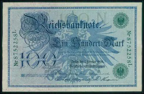 9x alte Ein Hundert Mark 100 Geldscheine Reichsbanknote 1908 Kaiserreich