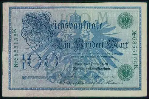 9x alte Ein Hundert Mark 100 Geldscheine Reichsbanknote 1908 Kaiserreich