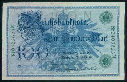 9x alte Ein Hundert Mark 100 Geldscheine Reichsbanknote 1908 Kaiserreich