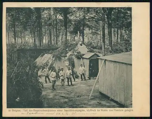 Feldpostkarte 18x14cm 1.WK Belgien Flandern Hauptverbandsplatz Sanitäts-Kompanie