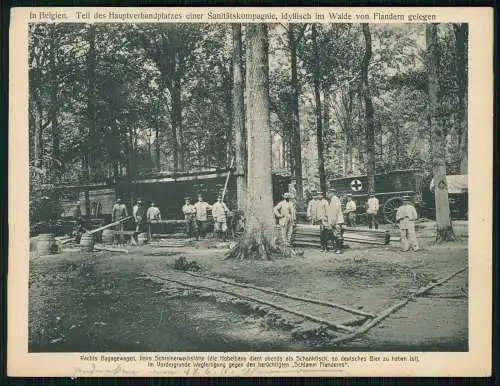 Feldpostkarte 18x14cm 1.WK Belgien Flandern Hauptverbandsplatz Sanitäts-Kompanie