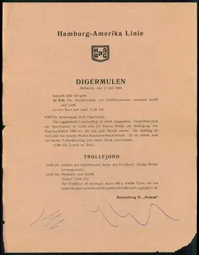 7x Doku. Beschreibung Orte Tagesziele Norwegen 07. 1934 KdF Dampfer Oceana HAPAG