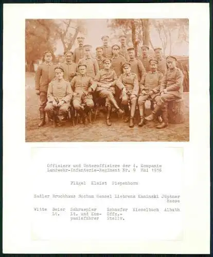 Foto 1. WK Offiziere Landwehr-Inf.-Regiment Nr. 9 Stargard ? 1916 kein Original