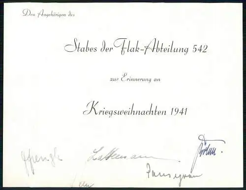 Foto 24x18 Luftwaffe Stab Flak-Abteilung 542 Essen ? Weihnacht 1941 Unterschrift