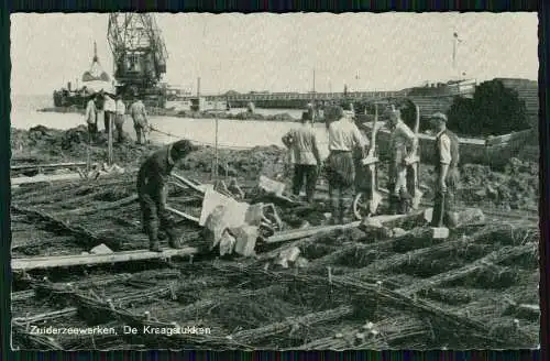 3x AK Nordholland, Zuiderzeewerken, Aanleg van de Dijk, Kran Deichbauarbeiten