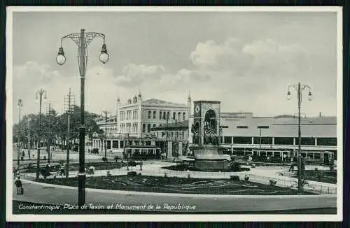 AK Konstantinopel Istanbul Türkei Denkmal der Republik Taksim-Platz gelaufen