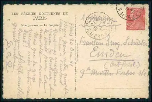 AK Postcard depicting La Coupole, Montparnasse, Paris, Werbung 1931 gelaufen