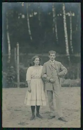 Foto AK Studentika Student mit Mütze und Freundin im Anzug 1912 Berlin gelaufen