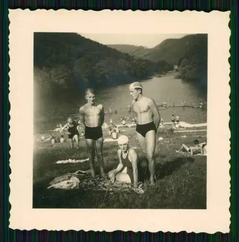 Foto Bad Lauterberg im Harz, Wiesenbeker Teich Junge Jungs in Badehose 1939