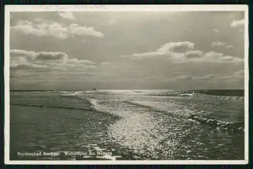 Foto AK Nordsee Bad Borkum Wellenspiel am Morgen 1935 gelaufen