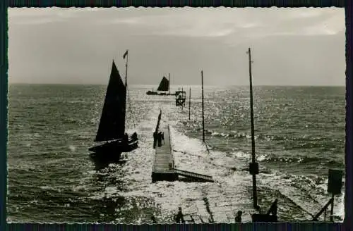 Echt Foto AK Norderney in Ostfriesland, An der Segelbuhne Segelboote