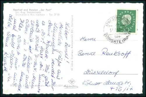 Foto AK Sümmern Kreis Iserlohn Luftbild Gasthof und Pension zur Post Sondermann