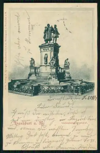 AK Frankfurt am Main, Gutenberg Denkmal 1901 gelaufen