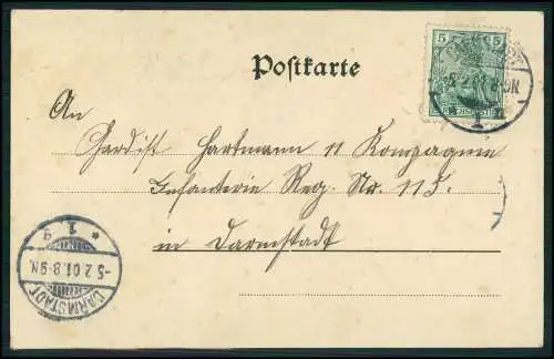 AK Frankfurt am Main, Gutenberg Denkmal 1901 gelaufen