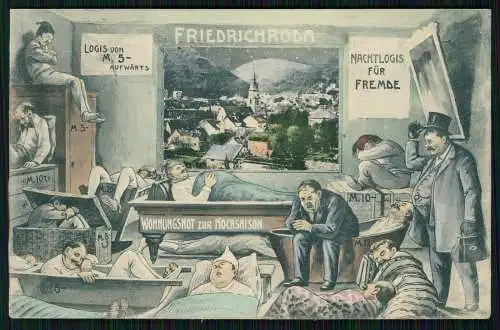 AK Friedrichroda in Thüringen Nachtlogis für Fremde, Ortsansicht 1913 gelaufen