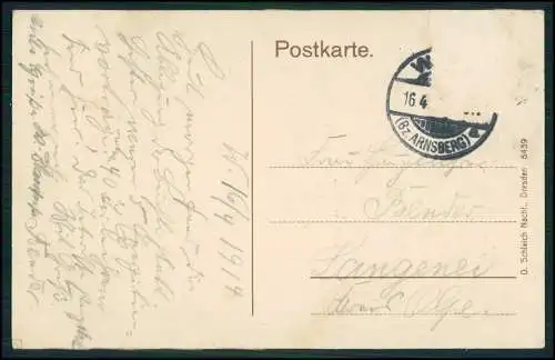 AK Werl Lr. Soest Ortspartie mit Kirche Schwalbe Brief im Schnabel 1914 gelaufen