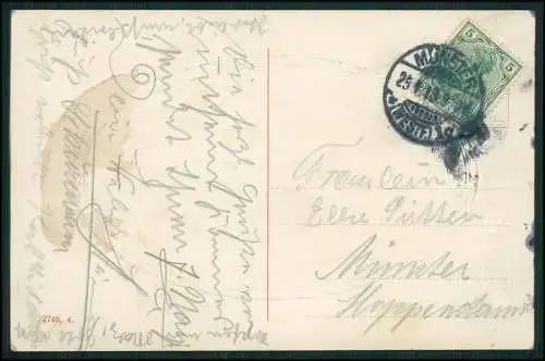 AK Präge Ovaler goldener Rahmen Münsterländer Landschaft 1913 gelaufen Münster
